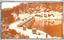 Vintage RARE BIG BEAR VALLEY CAILF. DAM 1924 Photo Transfer on Stain Glass Frame picture