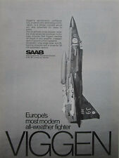 1980-1982 PUB SAAB VIGGEN FIGHTER SUEDE ROYAL SWEDISH AIR FORCE ORIGINAL AD picture