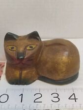 Vintage Cat Carved Wooden Hand Painted Folk Art Cat picture