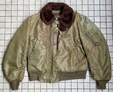 Vintage 1940's 50's WW 2 US Army Actual B-15 B Flight Jacket Size 36 Olive Green picture