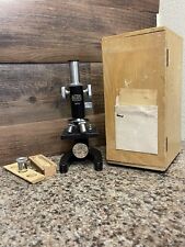 Vintage Rare KERN 3015 Microscope single eye - Black with wood case METAL picture