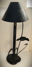 Vintage ART NOUVEAU Bronze CANDLESTICK of Bird Among Reeds on Lilly Pad Base picture