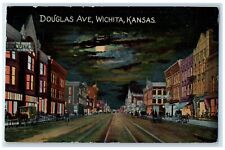 1908 Douglas Ave. Night Moon Exterior Building Wichita Kansas Vintage Postcard picture