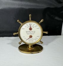 Antique 1920s Seaford Ice Co Delaware Ships Wheel Barometer w/ Temperature USA picture