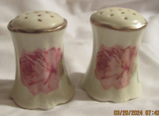 Vintage OE & G Royal Austria pink rose salt and pepper shaker set porcelain picture