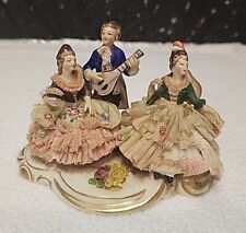 Victorian Dresden Lace Ladies Serenading Bard Germany Capodimonye Porcelain picture