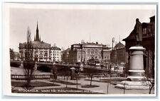 c1920s Riddarhus Terrace Toward Vasa Bridge Stockholm Sweden RPPC Photo Postcard picture