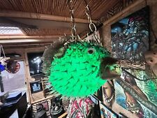 15”-16” Puffer Fish Lamp w/Green LED Bulb Tiki bar Smokin Tikis picture
