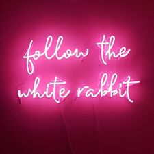 Follow The White Rabbit Pink Neon Sign Light Lamp Acrylic 20
