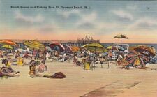 Postcard Beach Scene + Fishing Pier Pt Pleasant Beach NJ  picture
