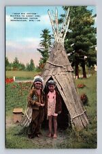 Menominee Indian Reservation WI-Wisconsin, Indian Children, Vintage Postcard picture