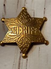 Vtg-Look Collectible Reproduction Old West Replica Brass Sheriff Star Pin Badge picture