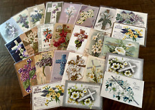 Lot of 25 Antique Easter Postcards- Crosses with Flowers~in Sleeves~h572 picture