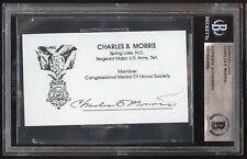 Charles B. Morris d1996 signed autograph Army Vietnam MOH Business Card BAS Slab picture