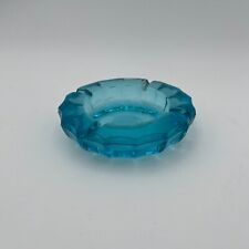 Vintage 1950s Blue Federal Glass Coin 1887 Eagle Ashtray Cigarette 5.5 In picture