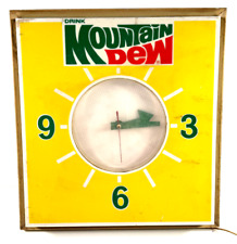 vtg 70s Mountain Dew Advertising Store Display Lighted Sign Clock WORKS picture
