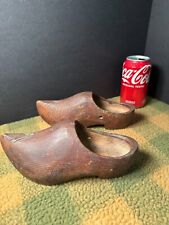 Pair Vintage Carved Solid Wood Wooden Dutch Clog Shoes Holland 8
