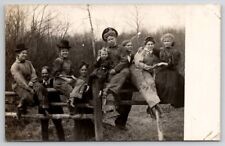 RPPC Women In Coveralls Derby Hats Dressed As Men On Fence Workers Postcard S28 picture