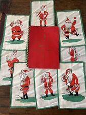 VINTAGE LEACOCK 8 LINEN CHRISTMAS STORY COCKTAIL NAPKINS UNUSED picture