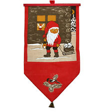 Vintage Christmas Pixie Gnome Elf Jute  Burlap Fabric Wall Hanging Bell Nordic  picture