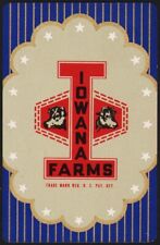 Vintage playing card IOWANA FARMS blue background cows pictured Davenport Iowa picture