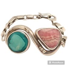 ONE OF THE BEST VINTAGE NAVAJO TURQUOISE Rhodolite 950 SILVER BRACELET picture