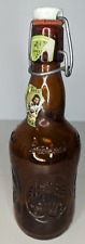 Old Vintage Grolsch Amber Brown Beer Bottle w Porcelain Swing Top Lid Barware picture
