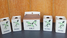 Vintage Moriyama Spice Set Salt Cellar Cloves Nutmeg Pepper Allspice Containers picture