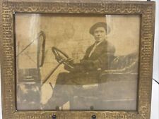 Vintage Early 1900’s Driver in Antique Car On Cloth 11.5” x 9”.5” Automobile picture