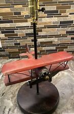 Vintage Airplane Lamp Red Metal Plane And Lamp Hand Made Plane Rare  Working picture