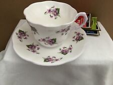 Rosina Fine Bone China England Cup And Saucer - Scattered Violets picture
