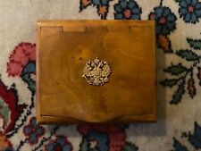 Antique Old Imperial 14K Gold Russian Eagle Burl Wood Cigarette Case Holder picture