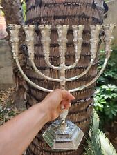 Menorah Jerusalem Temple 14 inch Height 35 cm 7 Branches SIilver Plated XL picture