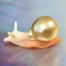 South Sea Baroque Pearl & Carved Apricot Syrix Trumpet Shell Snail Design 3.91 g picture