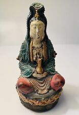 Tibetan Pure Copper Guanyin Buddha Statue 6”H x 3”W Hand Painted 327g Exquisite picture