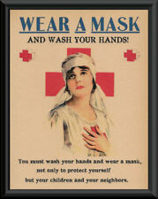 1918 Wash Your Hands Pandemic Poster Reprint On 100 Year Old Paper  240  picture