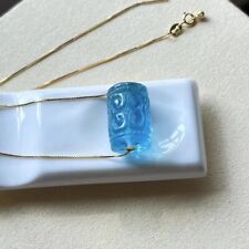Natural Blue Aquamarine Gemstone Crystal  Bead Pendant Heart shape AAAAA picture