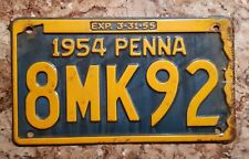 1954 Pennsylvania Penna License Plate 8MK92 Vintage Plate Keystone State picture
