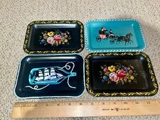 Vintage MCM Assorted Tin Metal Serving Tray Lot of 4 picture