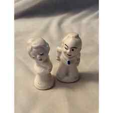 C1920's Small Figural Ceramic Salt & Pepper Shakers, Boy and Girl Flirting - Jap picture