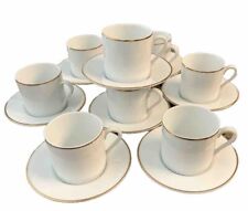 Vintage Tiffany and Co.  Gold Band Flat Demitasse Cups With Saucers   Set Of 8 picture