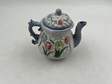 New Ceramic 5in Mini Light Blue Floral Teapot DD02B21006 picture