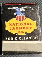 VINTAGE MATCHBOOK - NATIONAL LAUNDRY CO. - ZORIC CLEANERS -  FRONT STRIKE picture