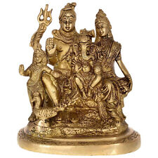 Indian Traditional Antique Brass Lord Shiva Shankar Parivar Idol 5x3x6 Inches picture