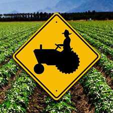 TRACTOR CROSSING SIGN  - Farm Safety Plaque - Country Garden - Riding Lawn Mower picture