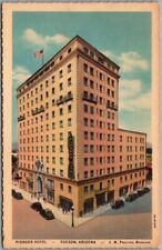 1933 TUCSON Arizona Postcard PIONEER HOTEL Street View / Curteich Deckled Linen picture