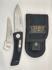 Vintage Gerber Bolt Action Knife Exchange 2 Blades w/ Sheath USA Made picture
