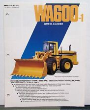 1986 Komatsu WA600-1 Wheel Loader Specifications Construction Sales Brochure picture