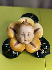 VTG RARE HTF Anthropomorphic Baby Face Flower Wall Pocket Hand Painted Japan EUC picture