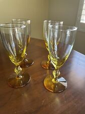 Amber Stem 2 Tone Fade To Clear Wine 4 Glasses 6 inches picture